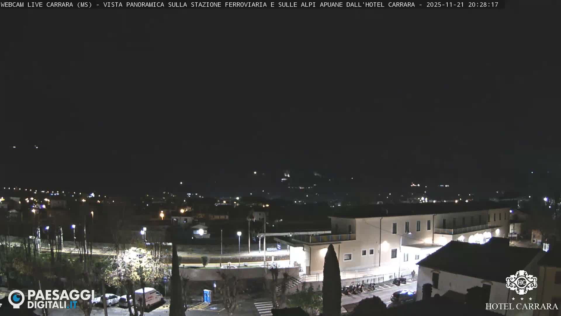  Carrara City Railway Station & Panaromic Natural Alps Park Live Cam - Massa & Carrara, Tuscany, Italy