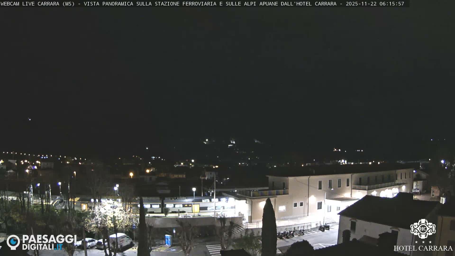  Carrara City Railway Station & Panaromic Natural Alps Park Live Cam - Massa & Carrara, Tuscany, Italy