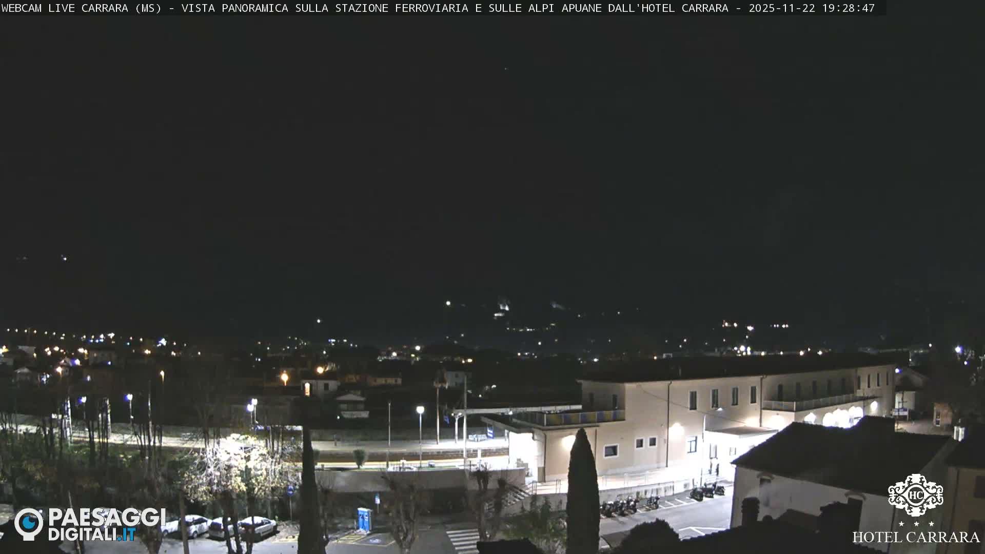  Carrara City Railway Station & Panaromic Natural Alps Park Live Cam - Massa & Carrara, Tuscany, Italy