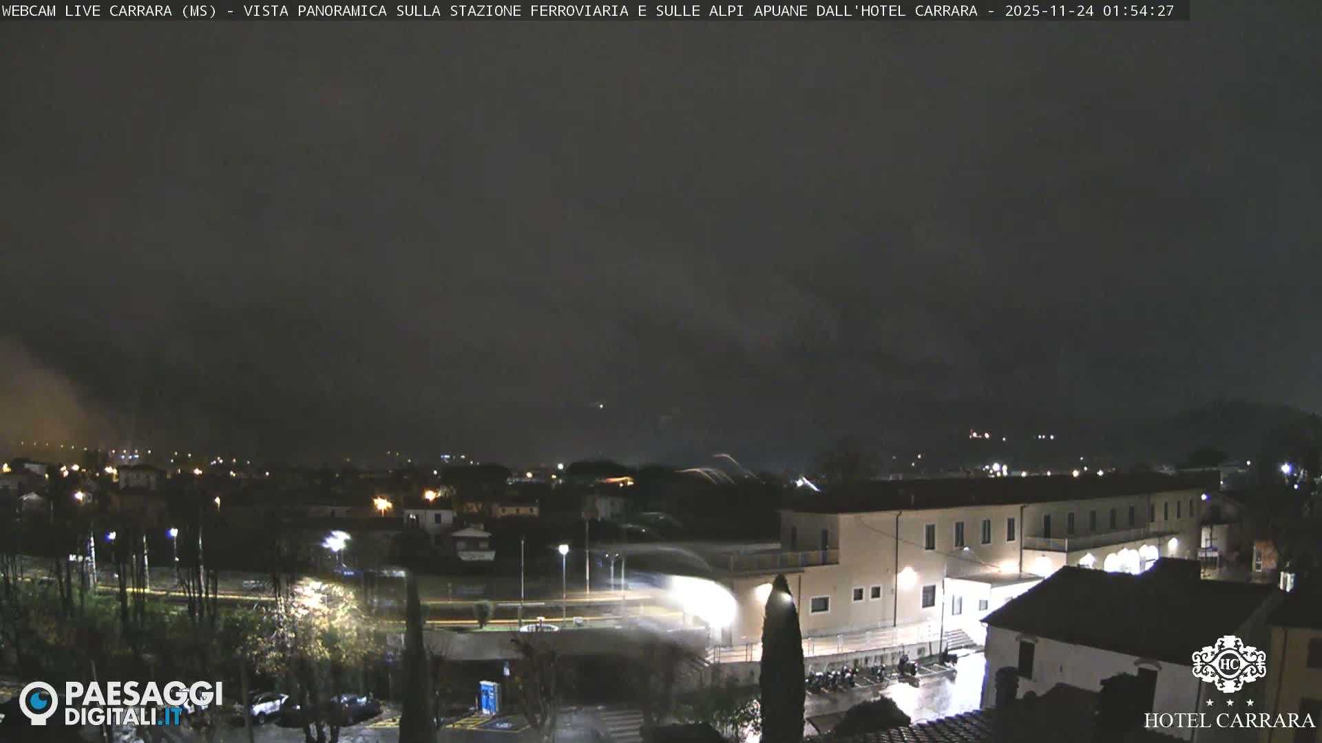  Carrara City Railway Station & Panaromic Natural Alps Park Live Cam - Massa & Carrara, Tuscany, Italy