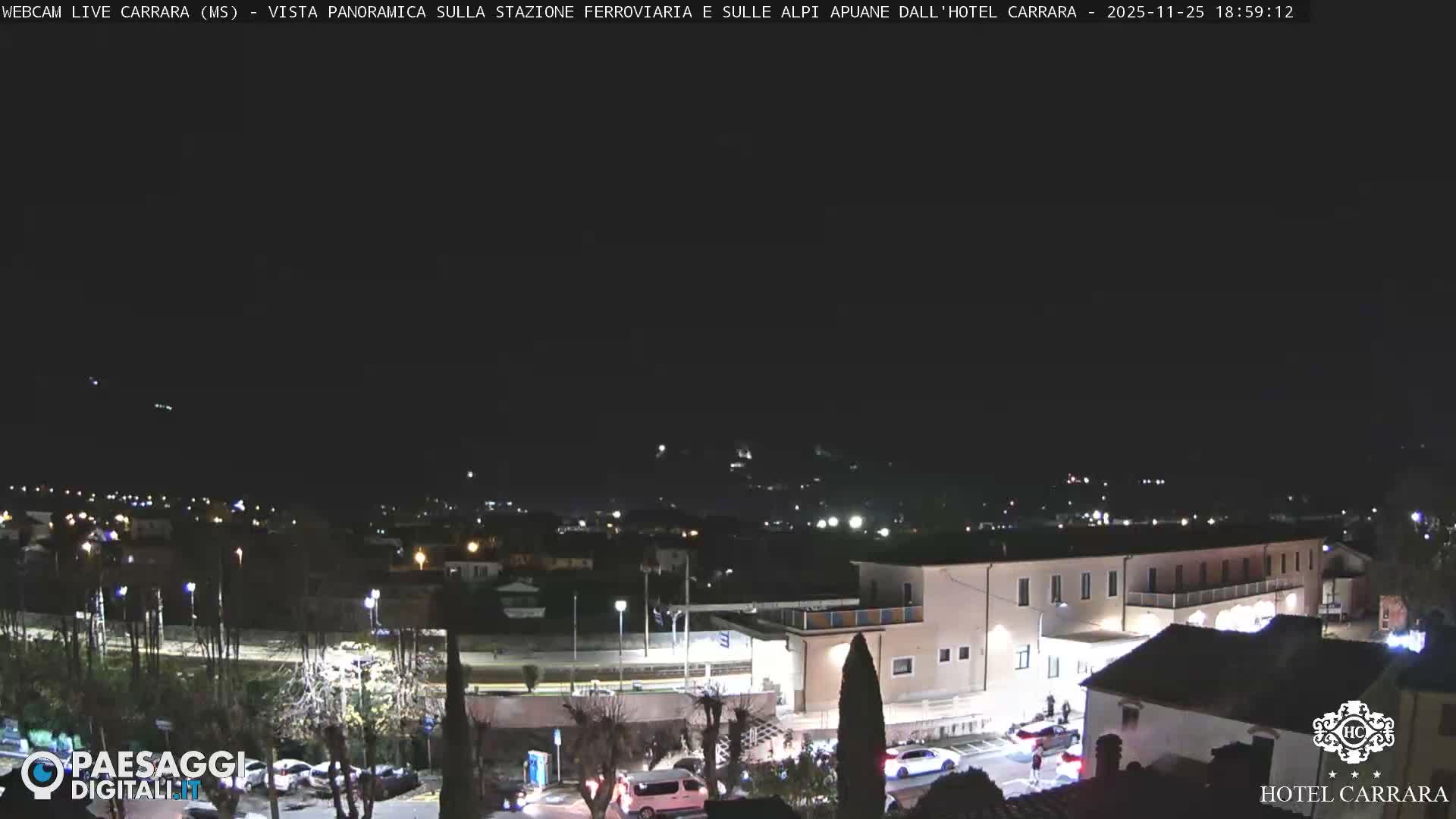  Carrara City Railway Station & Panaromic Natural Alps Park Live Cam - Massa & Carrara, Tuscany, Italy