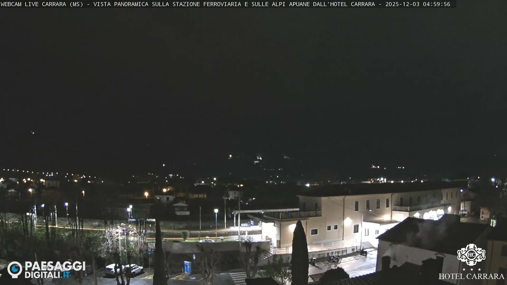  Carrara City Railway Station & Panaromic Natural Alps Park Live Cam - Massa & Carrara, Tuscany, Italy