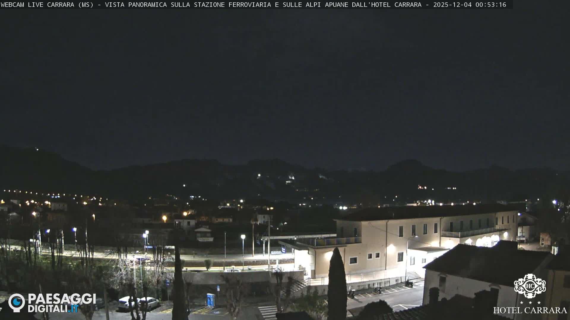  Carrara City Railway Station & Panaromic Natural Alps Park Live Cam - Massa & Carrara, Tuscany, Italy