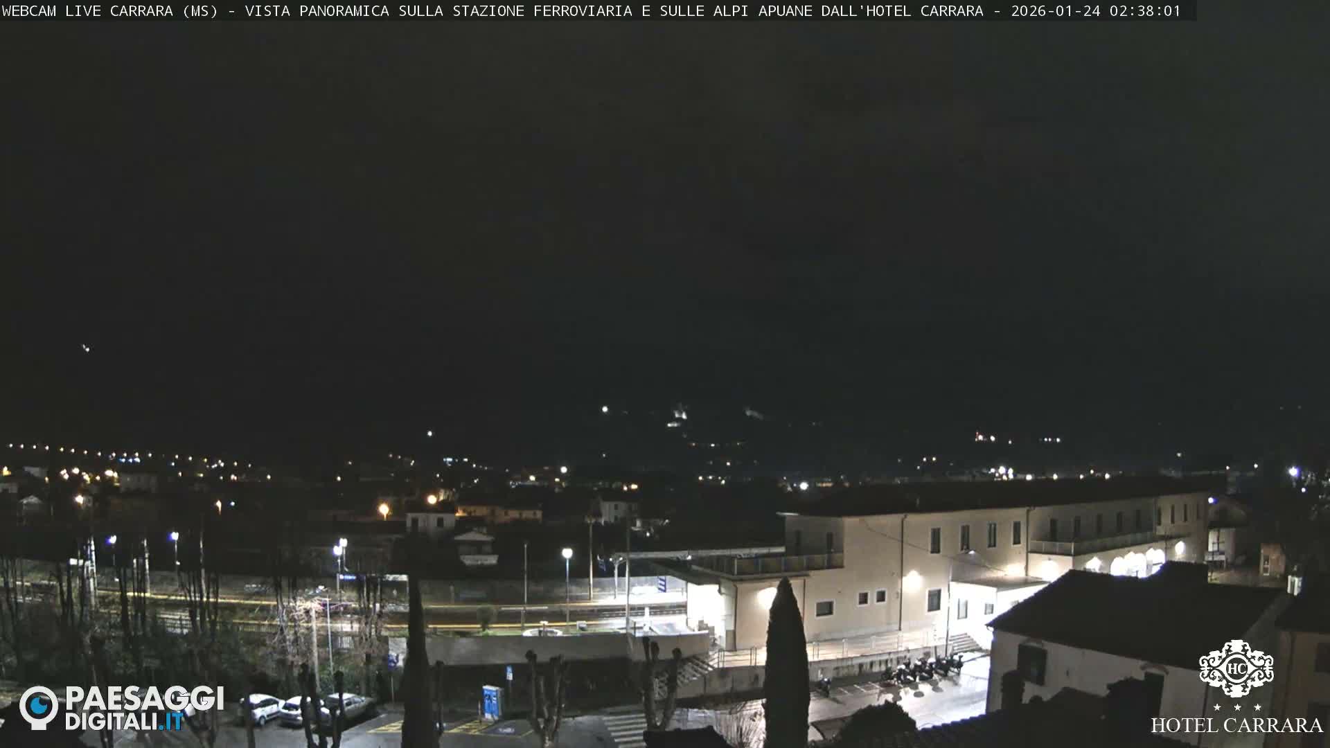  Carrara City Railway Station & Panaromic Natural Alps Park Live Cam - Massa & Carrara, Tuscany, Italy