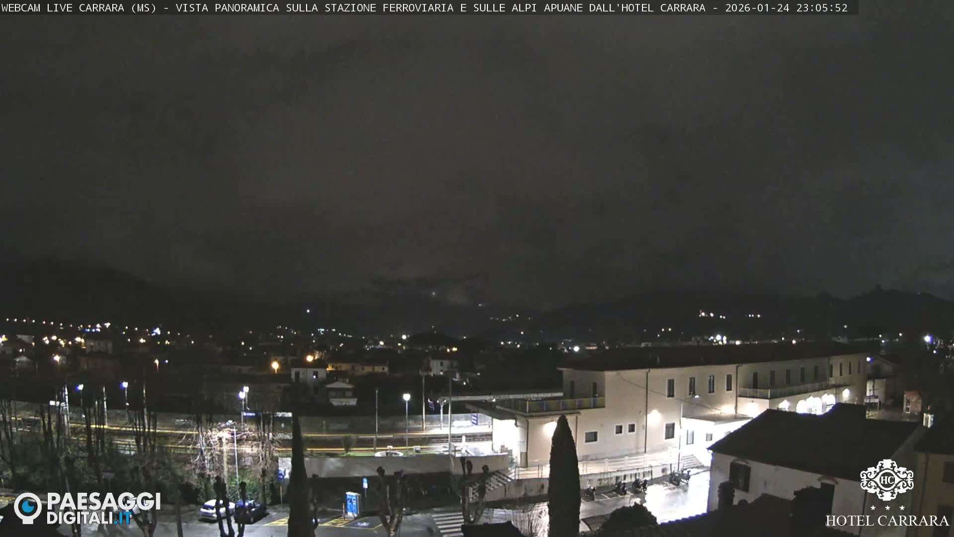 Carrara City Railway Station & Panaromic Natural Alps Park Live Cam - Massa & Carrara, Tuscany, Italy