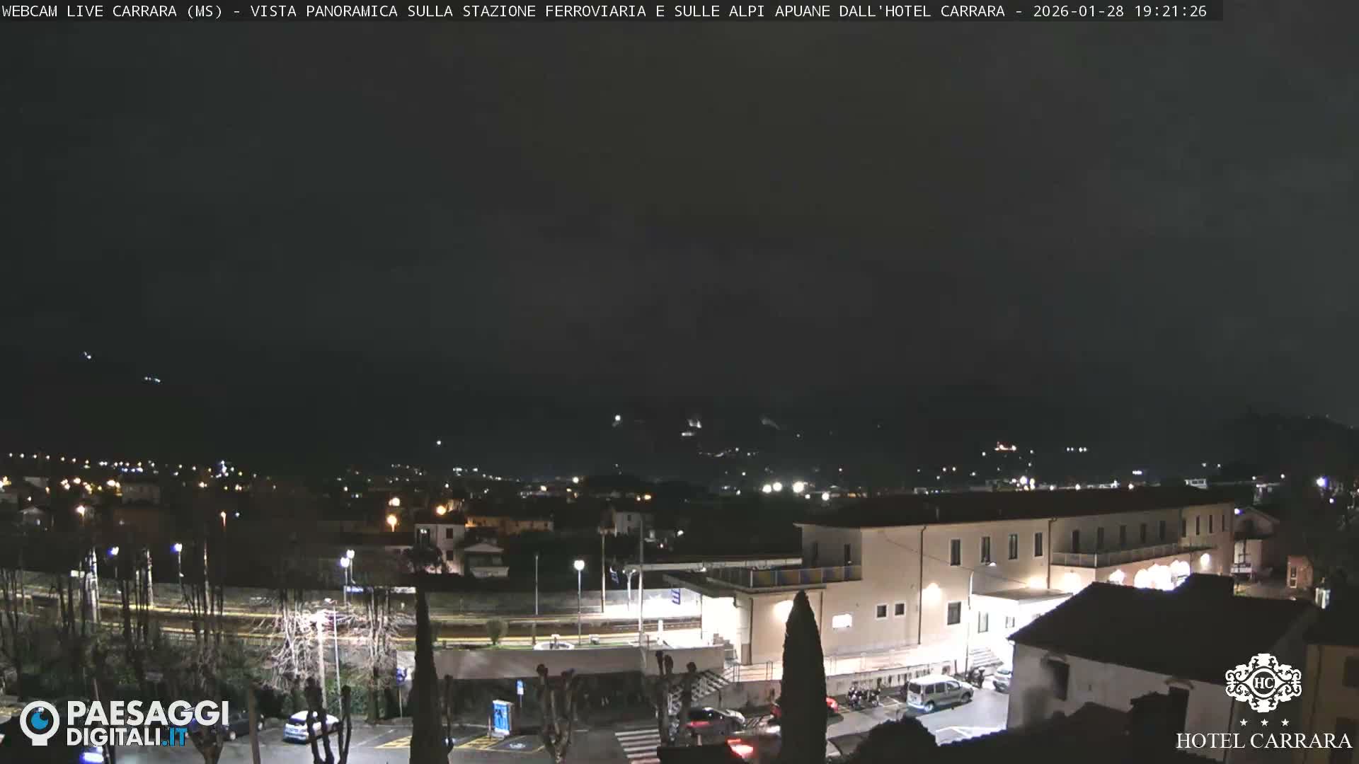  Carrara City Railway Station & Panaromic Natural Alps Park Live Cam - Massa & Carrara, Tuscany, Italy