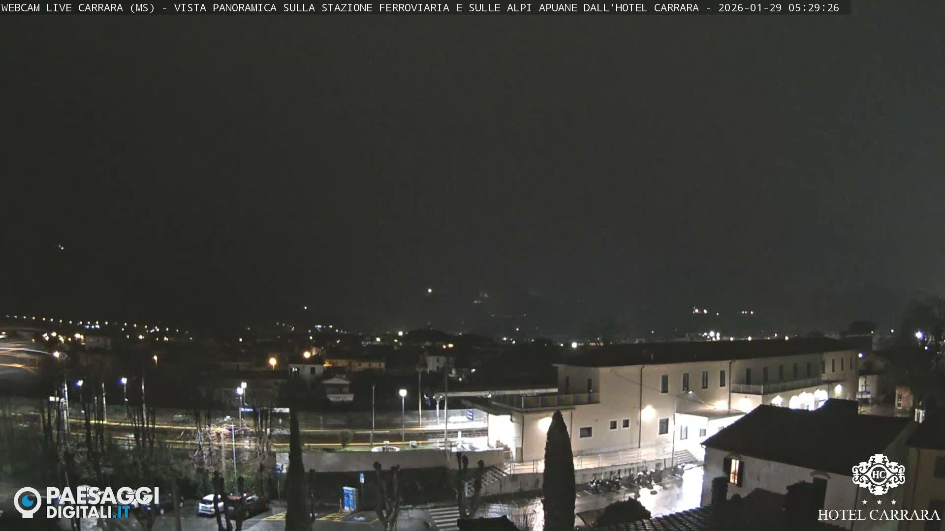  Carrara City Railway Station & Panaromic Natural Alps Park Live Cam - Massa & Carrara, Tuscany, Italy