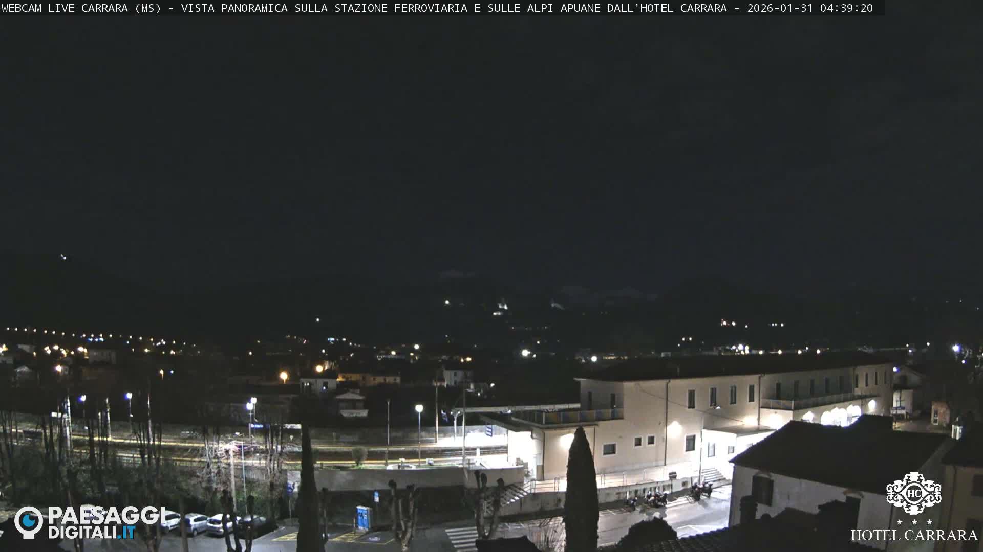 Carrara City Railway Station & Panaromic Natural Alps Park Live Cam - Massa & Carrara, Tuscany, Italy
