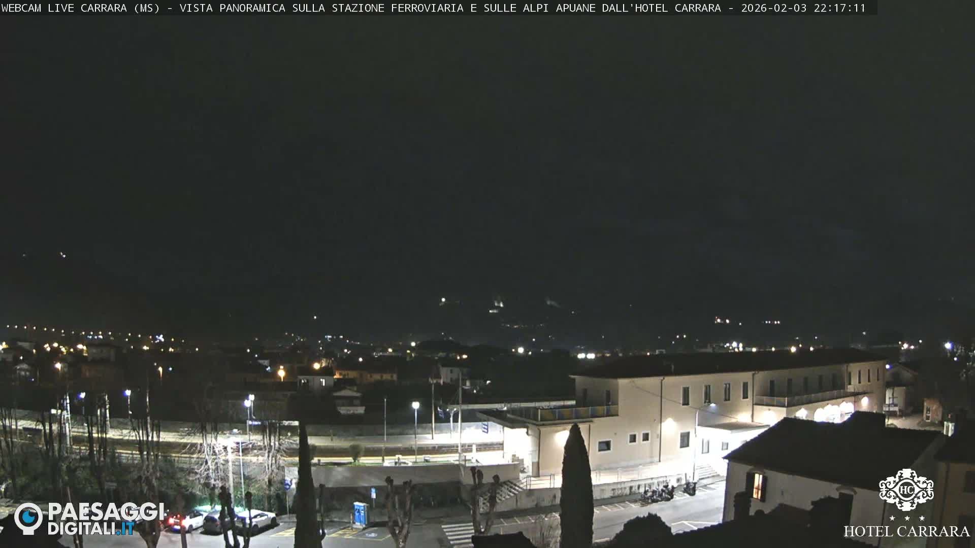  Carrara City Railway Station & Panaromic Natural Alps Park Live Cam - Massa & Carrara, Tuscany, Italy