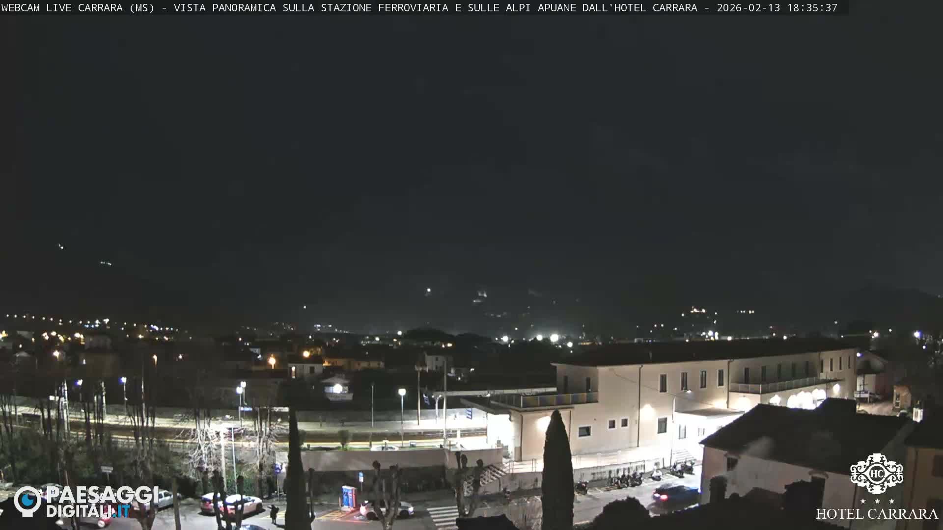  Carrara City Railway Station & Panaromic Natural Alps Park Live Cam - Massa & Carrara, Tuscany, Italy