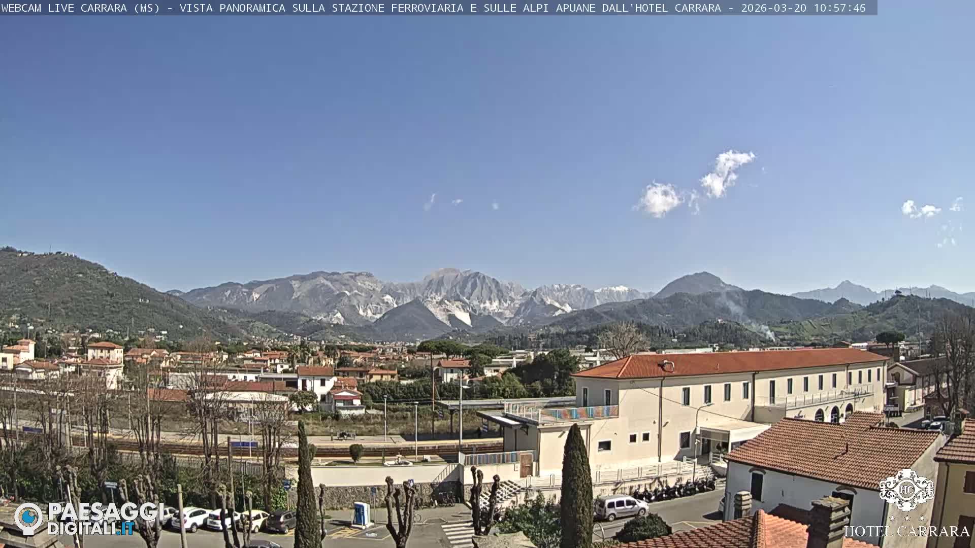  Carrara City Railway Station & Panaromic Natural Alps Park Live Cam - Massa & Carrara, Tuscany, Italy