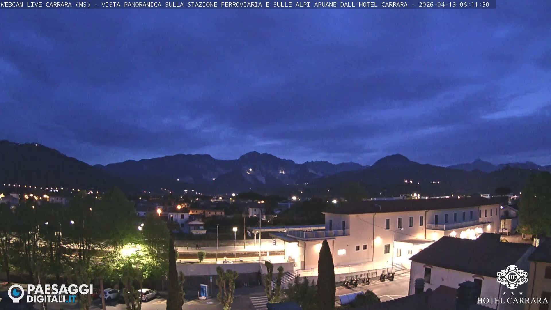  Carrara City Railway Station & Panaromic Natural Alps Park Live Cam - Massa & Carrara, Tuscany, Italy