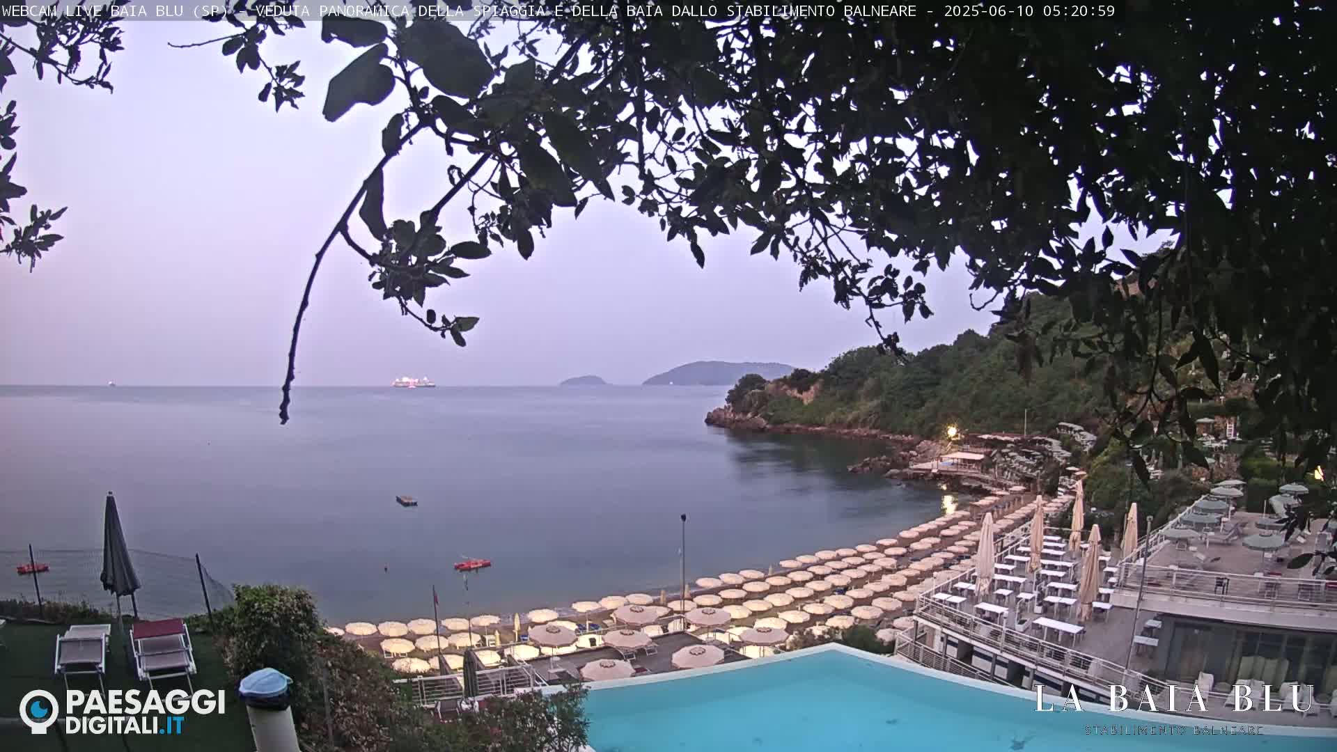 Baia Blu Beach live Cam - La Spezia, Liguria, Italy