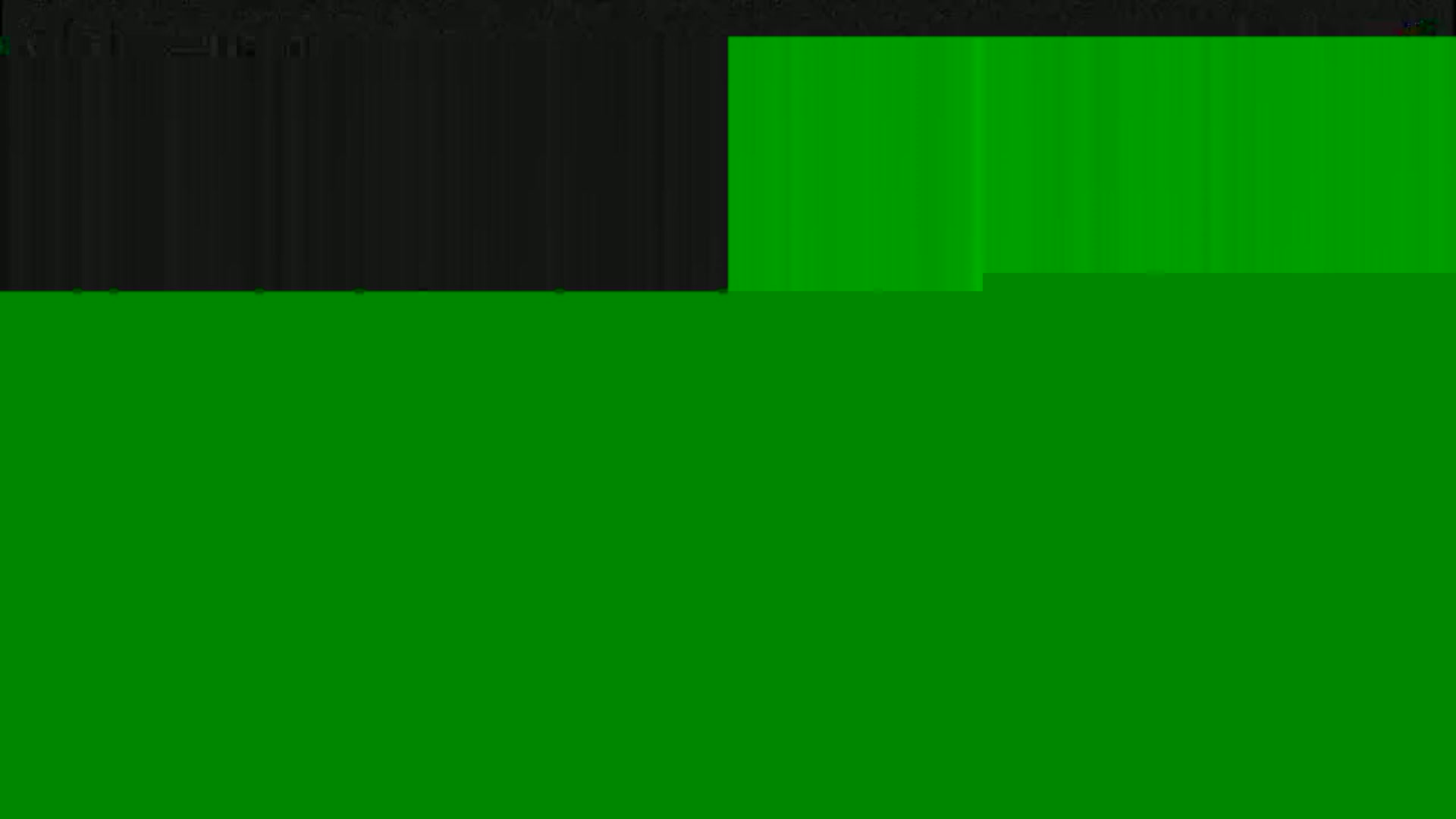 The image shows a mostly green screen with a smaller section of black at the top.