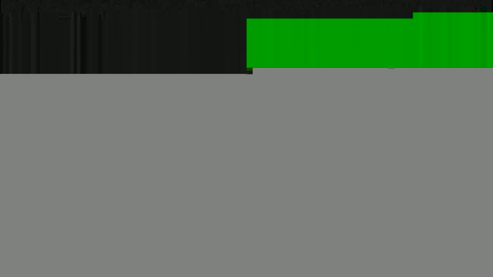 A dark gray and black background has a small bright green rectangle in the upper right corner.