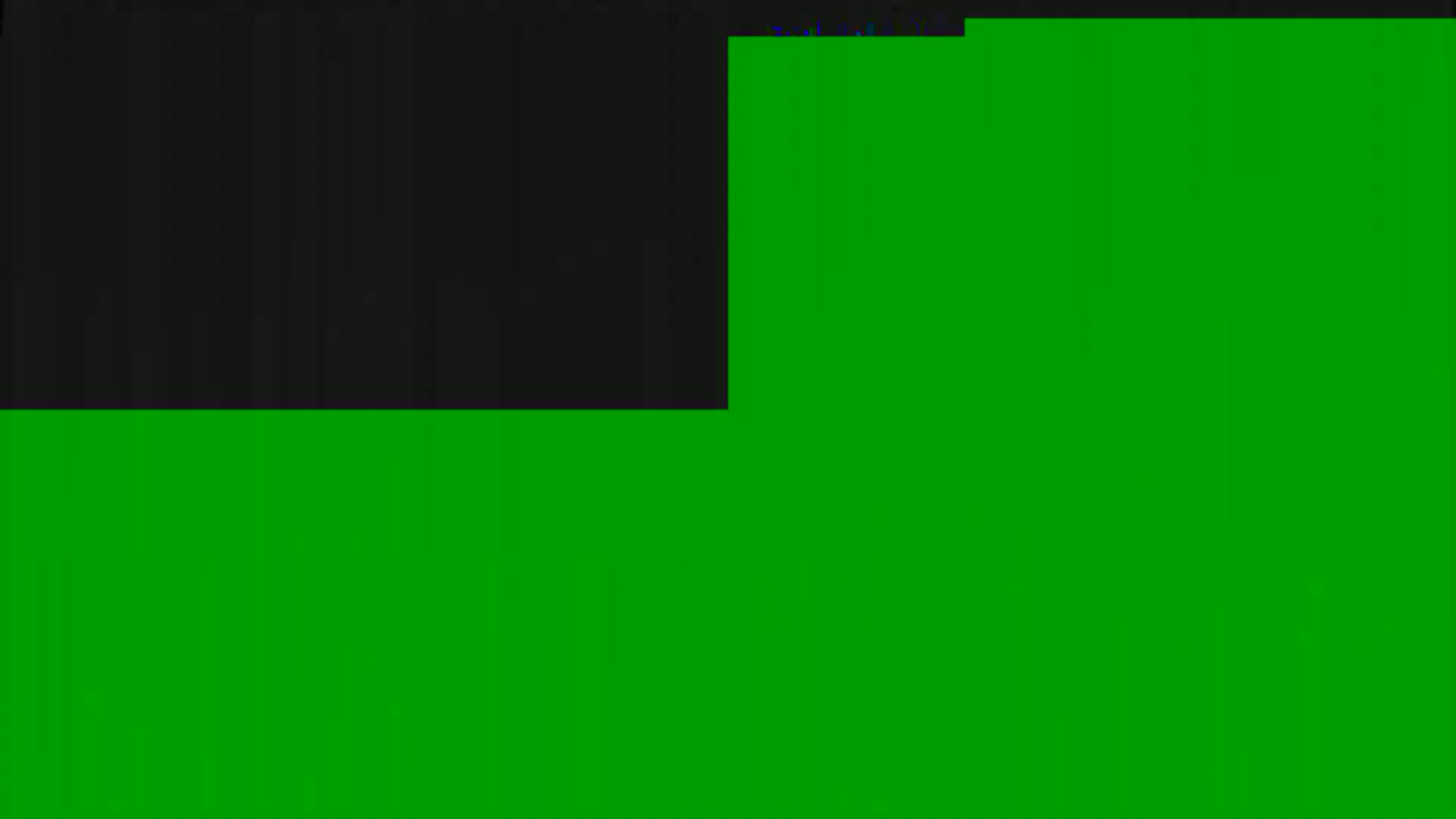A large, dark-colored area sits atop a larger green area.