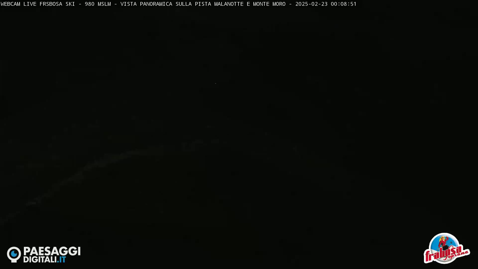 A completely dark image shows a nighttime view with no discernible features.