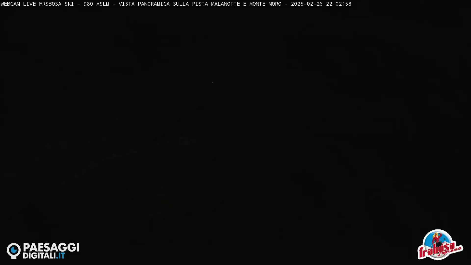 A completely dark image is visible, suggesting nighttime conditions.