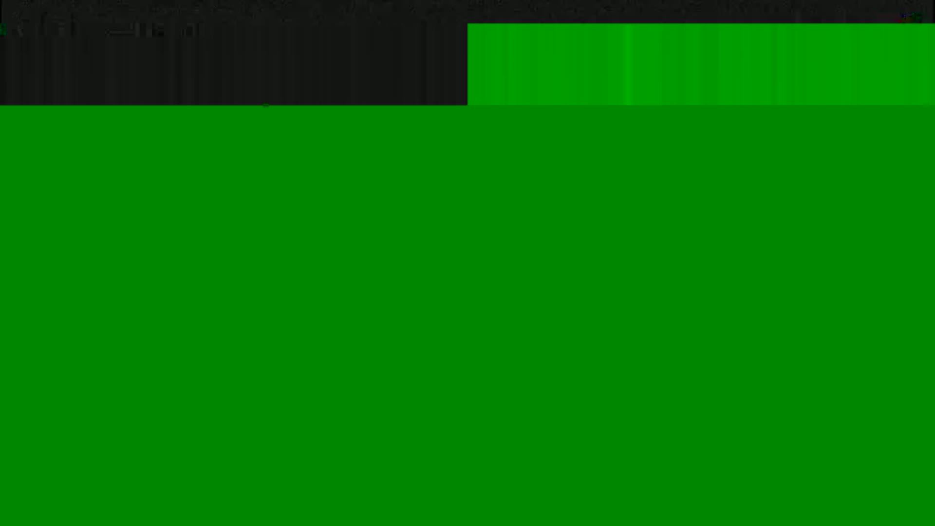 The image shows a mostly green screen with a small portion of black at the top.