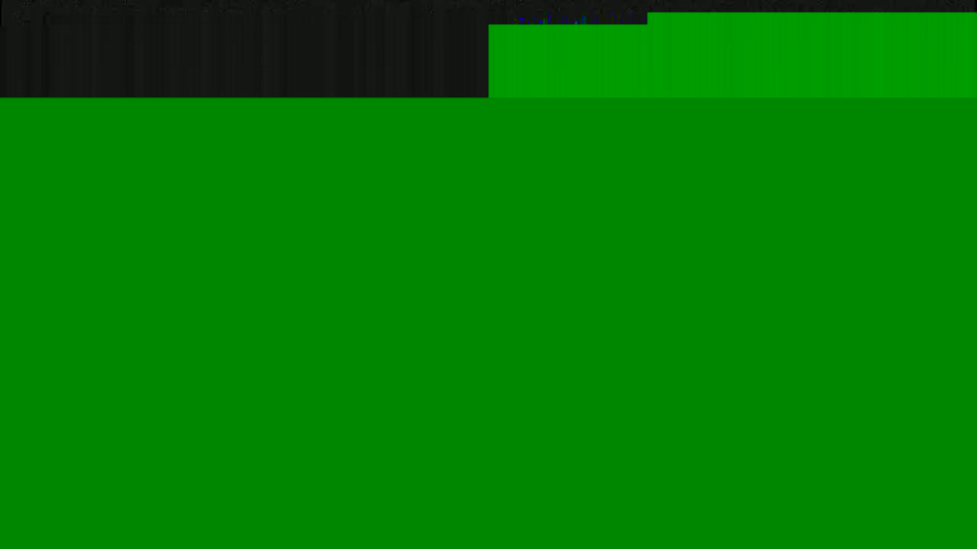 The image shows a mostly green screen with a small black section at the top.