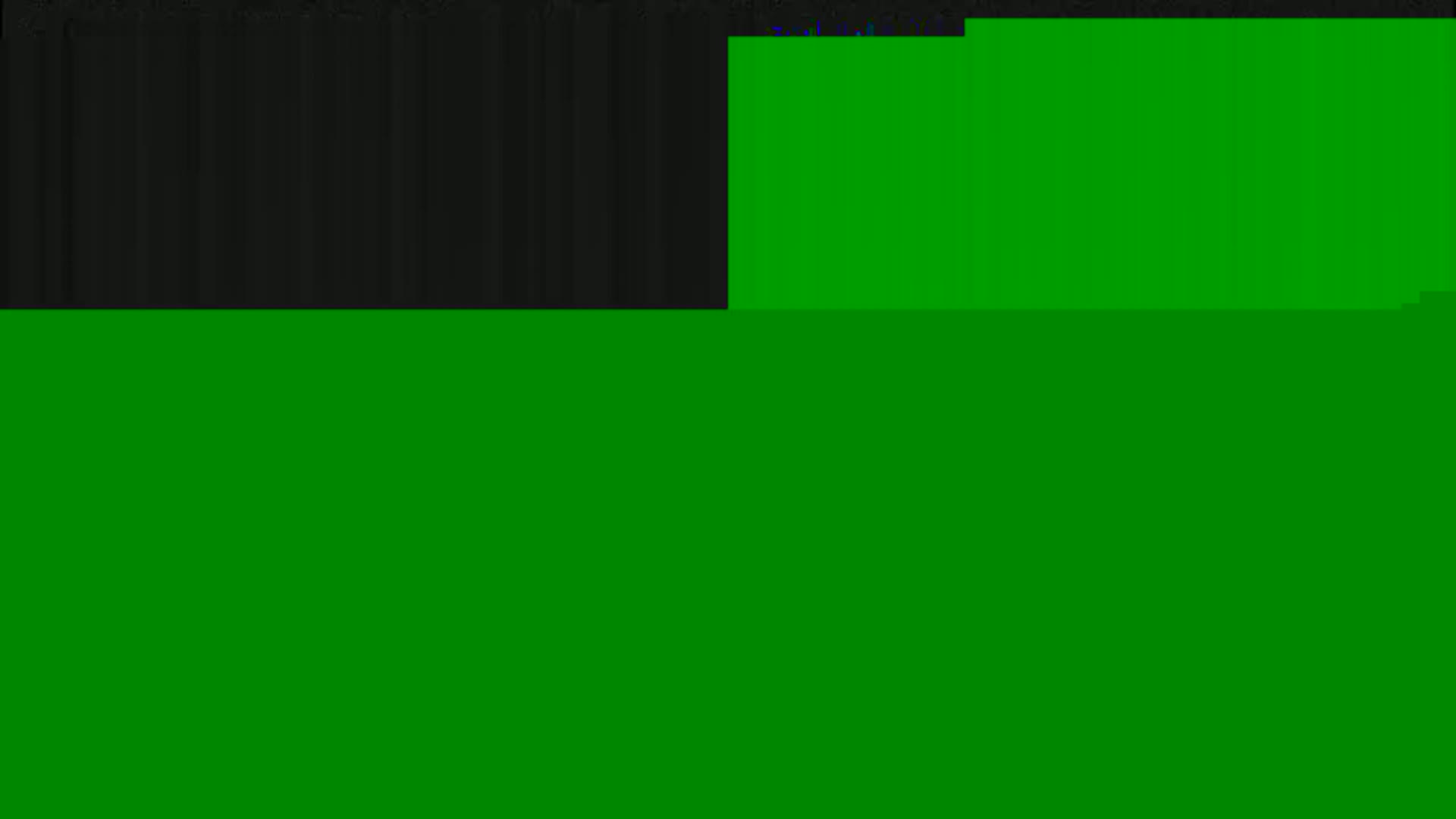 The image shows a mostly green screen with a small section of dark gray at the top.