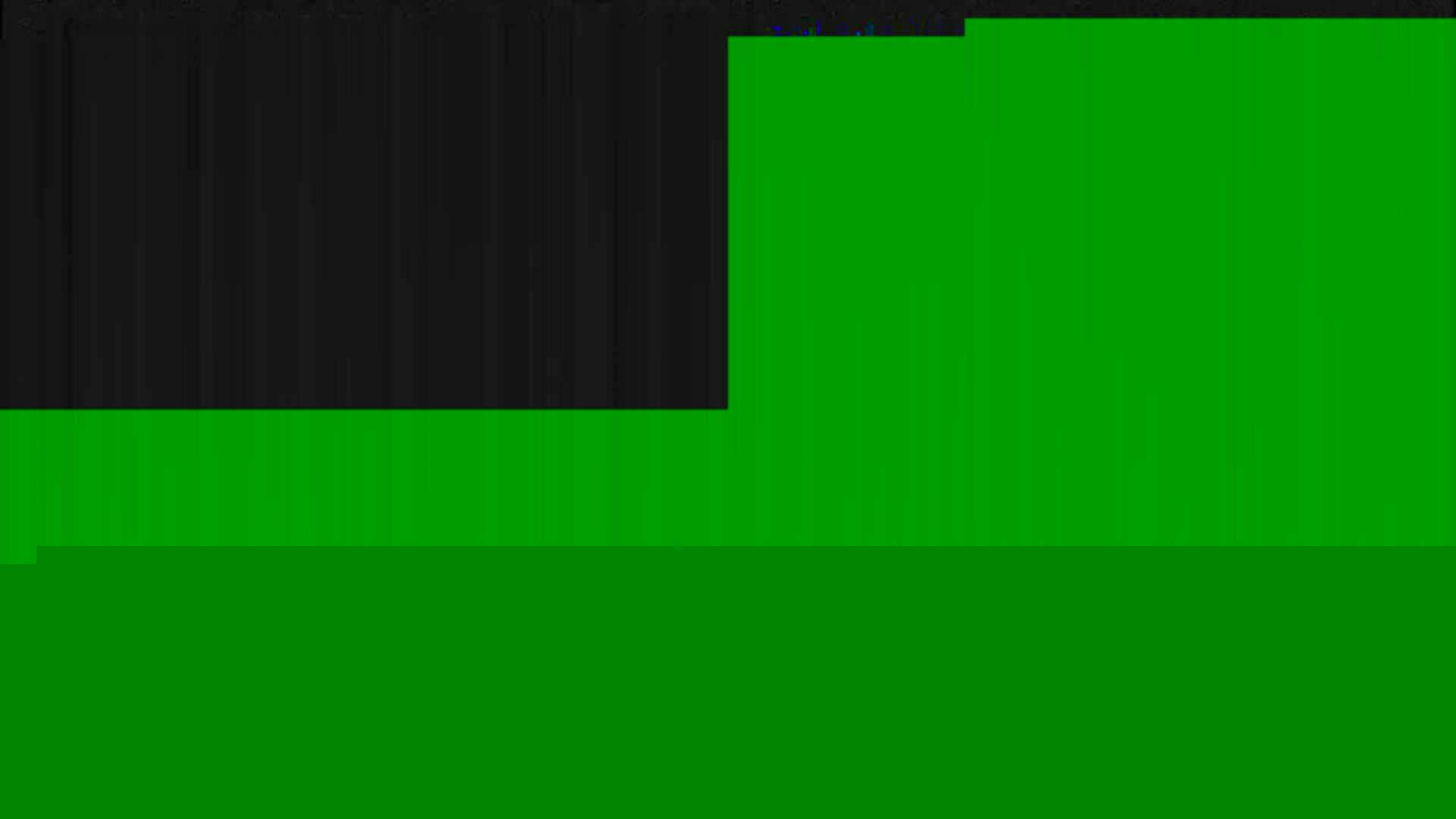 The image shows a mostly green screen with a smaller black section at the top.