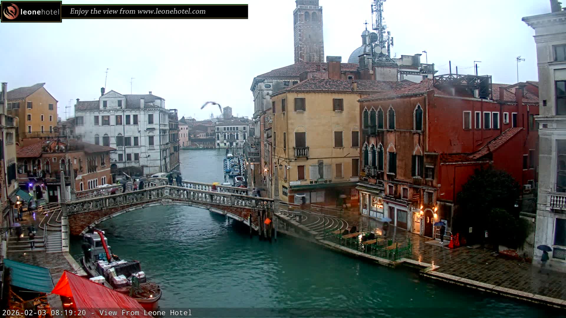Venice, Canal of Cannaregio , Ponte delle Guglie Bridge Live Cam - Venice, Veneto, Italy