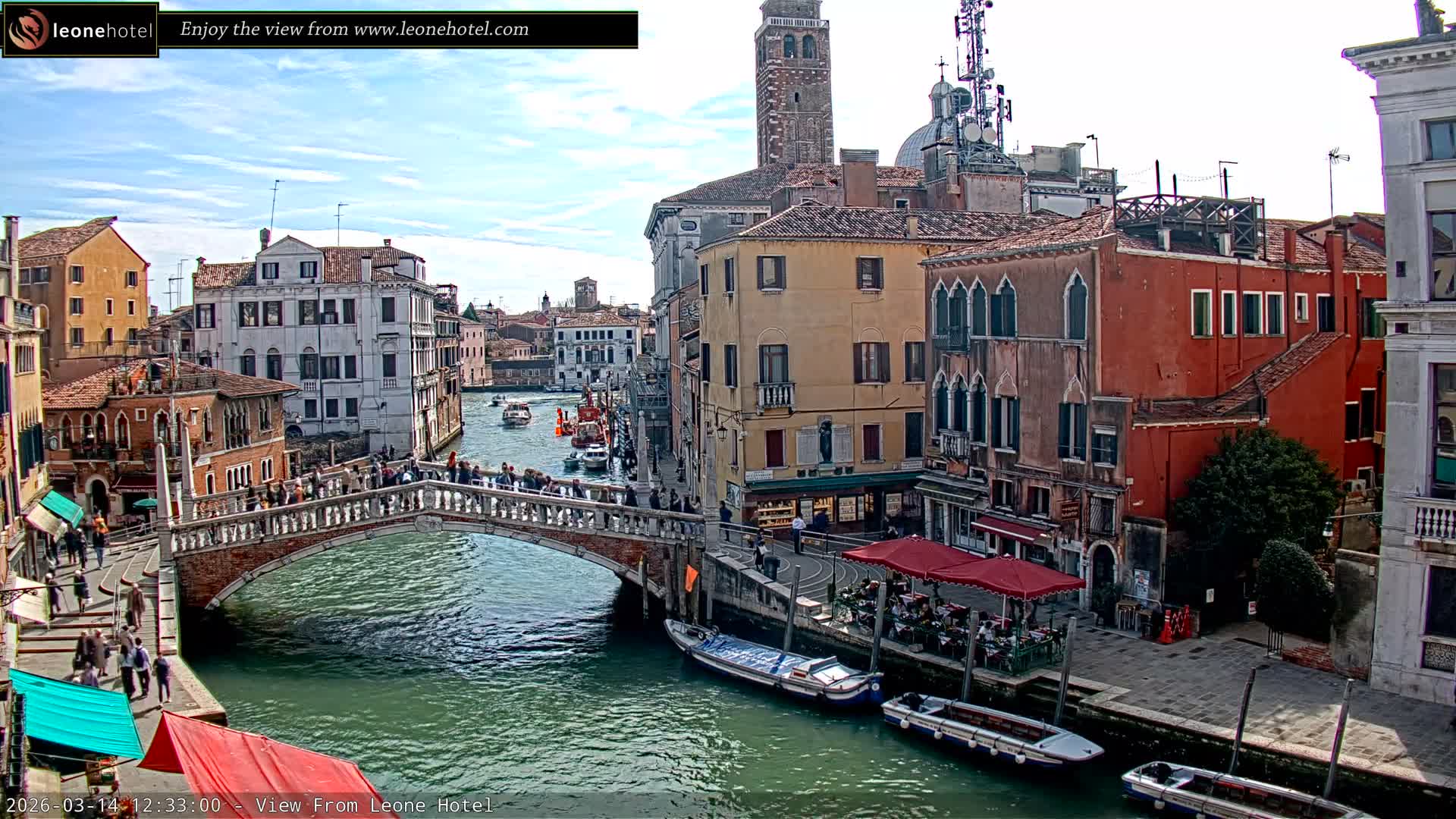 Venice, Canal of Cannaregio , Ponte delle Guglie Bridge Live Cam - Venice, Veneto, Italy
