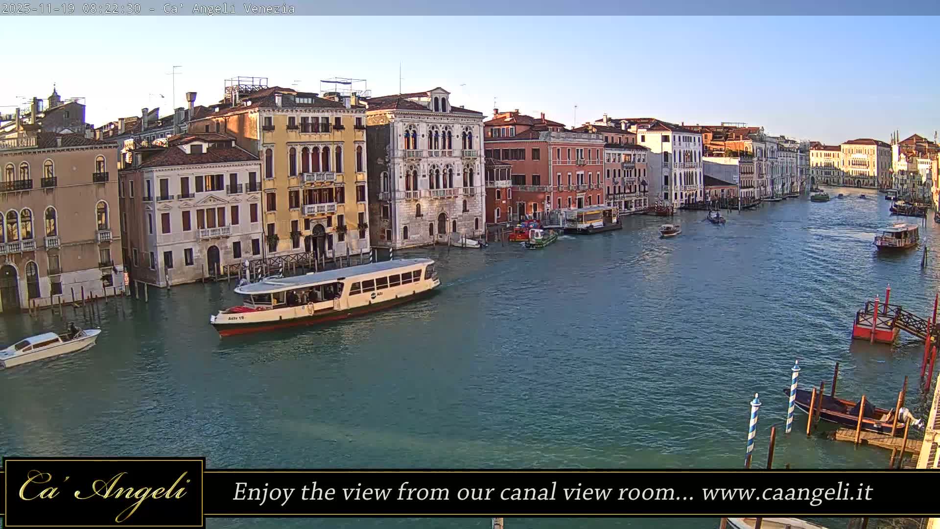 Grand Canal in Venezia Panaromic Live Cam - Venice, Veneto, Italy