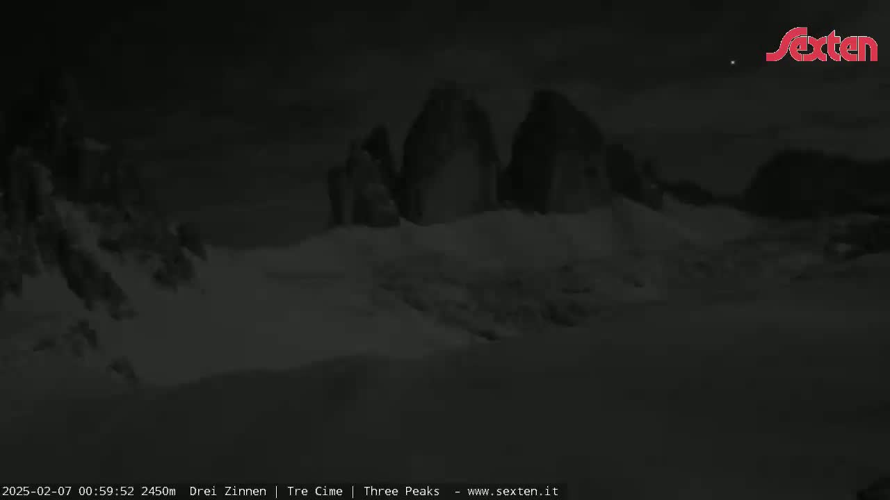 3 Zinnen Dolomites ,Tre Cime di Lavaredo (Three Peaks of Lavaredo) Live Cam - Belluno, Veneto, Italy