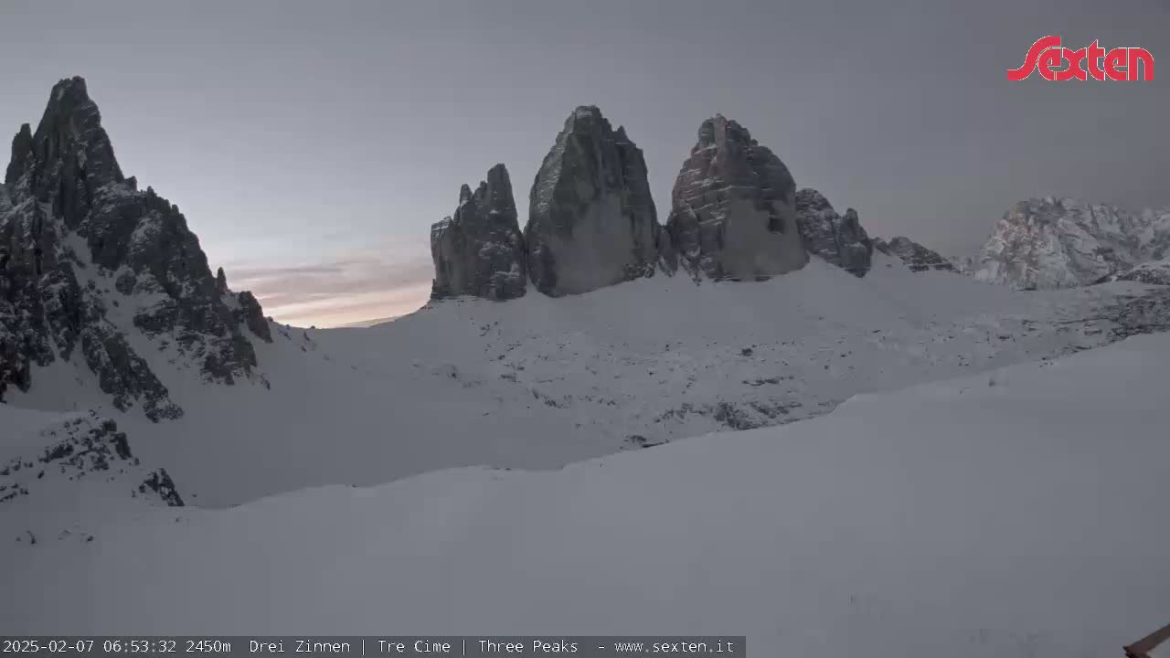 3 Zinnen Dolomites ,Tre Cime di Lavaredo (Three Peaks of Lavaredo) Live Cam - Belluno, Veneto, Italy