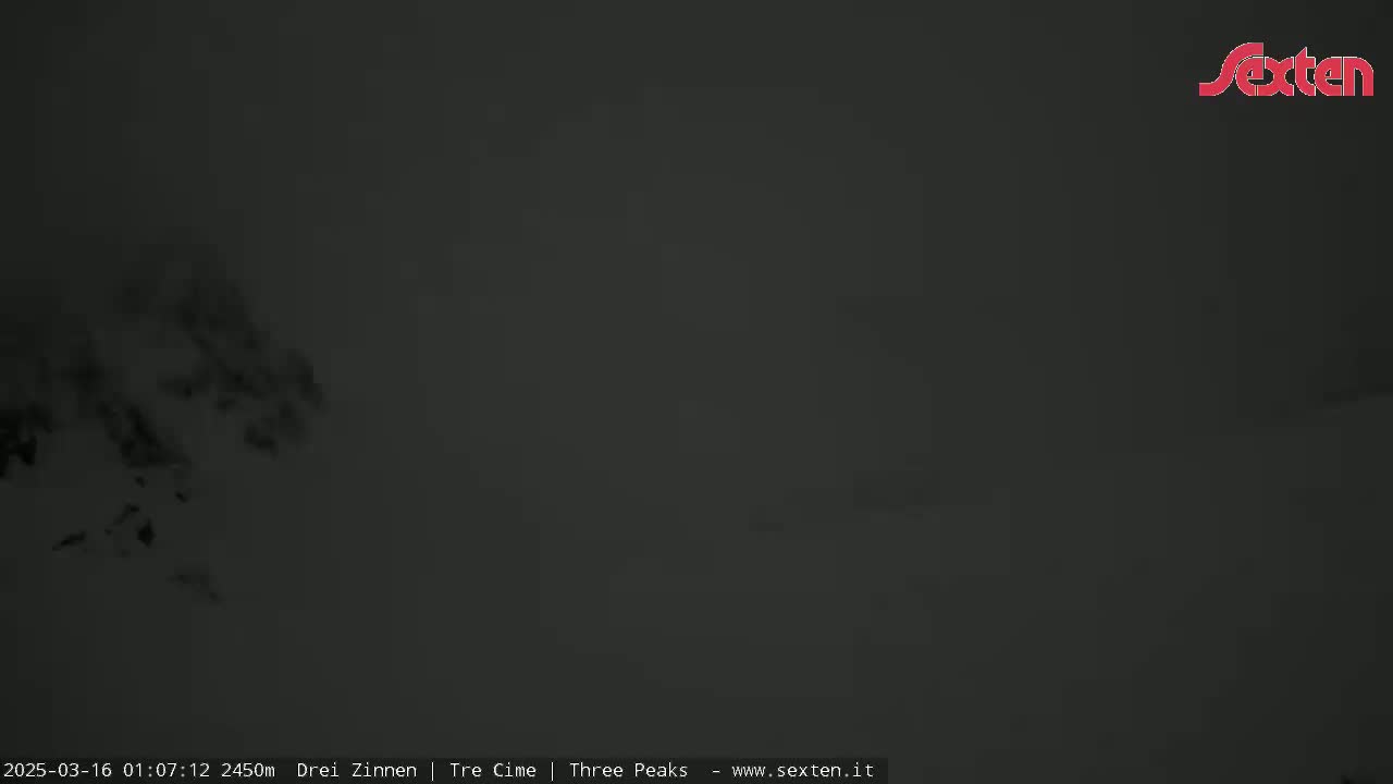 A dark, blurry image shows a mostly overcast sky with a few lighter patches of cloud visible in the upper left.