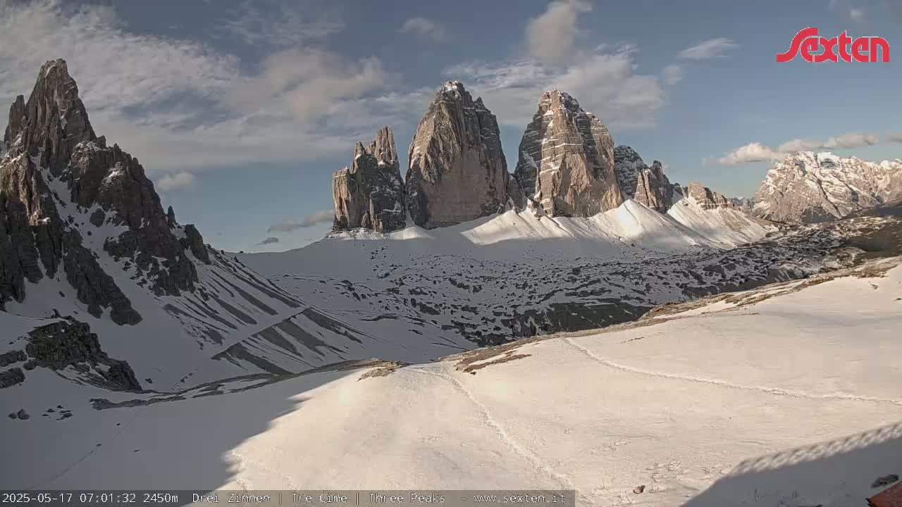 3 Zinnen Dolomites ,Tre Cime di Lavaredo (Three Peaks of Lavaredo) Live Cam - Belluno, Veneto, Italy