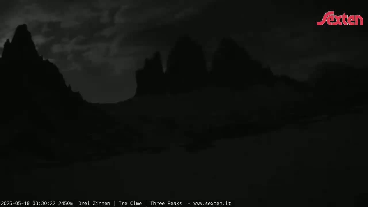3 Zinnen Dolomites ,Tre Cime di Lavaredo (Three Peaks of Lavaredo) Live Cam - Belluno, Veneto, Italy