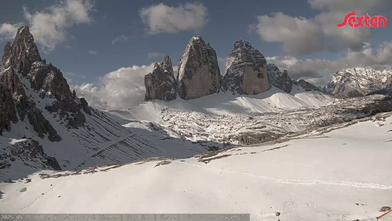 3 Zinnen Dolomites ,Tre Cime di Lavaredo (Three Peaks of Lavaredo) Live Cam - Belluno, Veneto, Italy