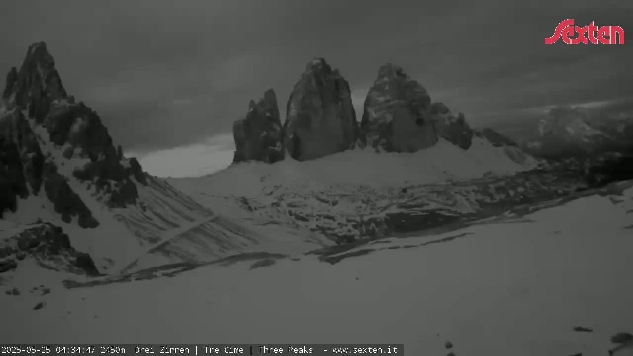 3 Zinnen Dolomites ,Tre Cime di Lavaredo (Three Peaks of Lavaredo) Live Cam - Belluno, Veneto, Italy