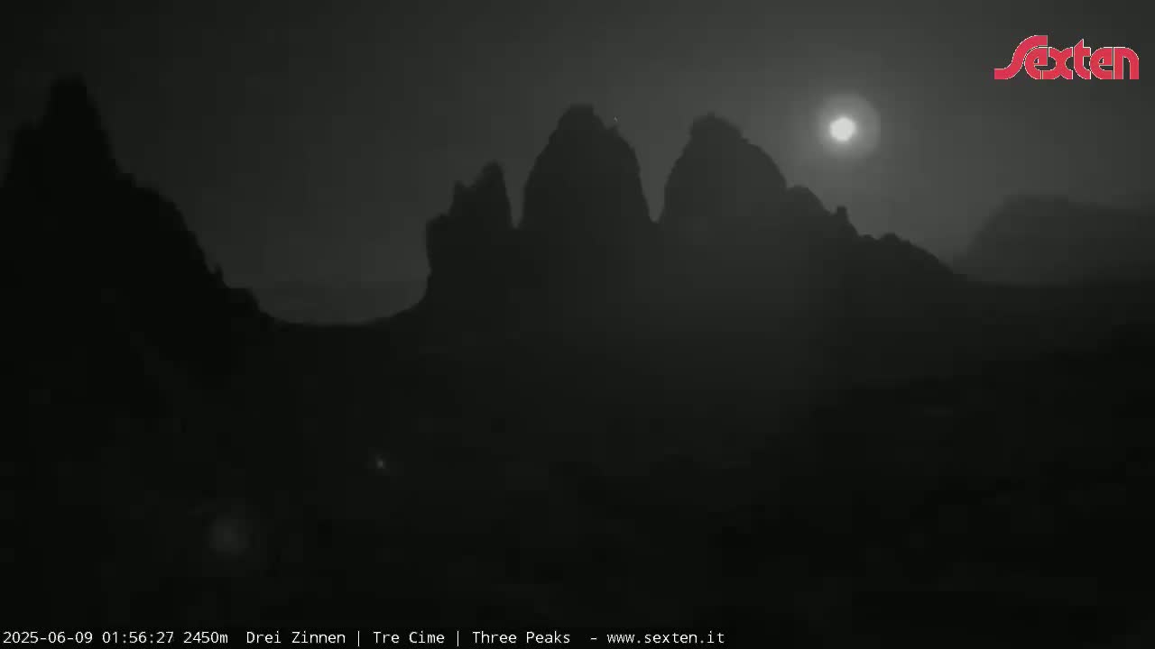 3 Zinnen Dolomites ,Tre Cime di Lavaredo (Three Peaks of Lavaredo) Live Cam - Belluno, Veneto, Italy