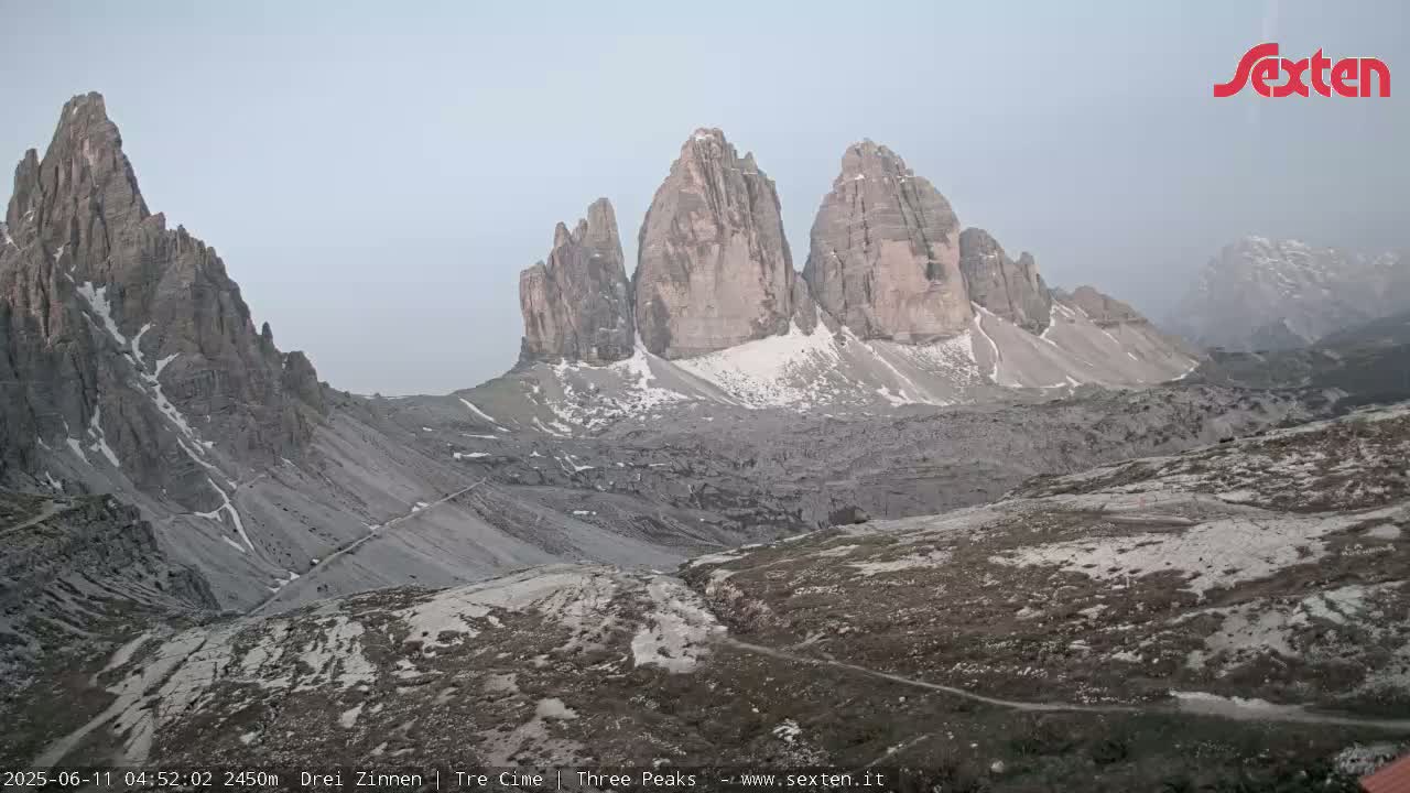 3 Zinnen Dolomites ,Tre Cime di Lavaredo (Three Peaks of Lavaredo) Live Cam - Belluno, Veneto, Italy