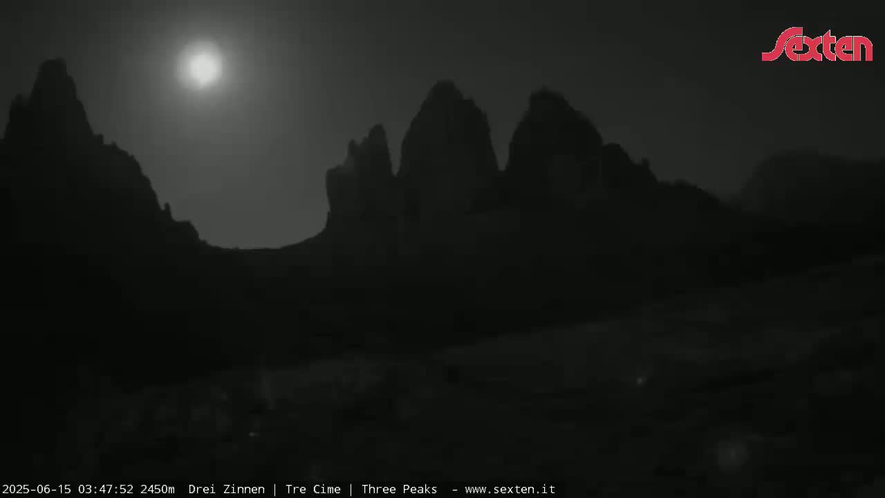 3 Zinnen Dolomites ,Tre Cime di Lavaredo (Three Peaks of Lavaredo) Live Cam - Belluno, Veneto, Italy