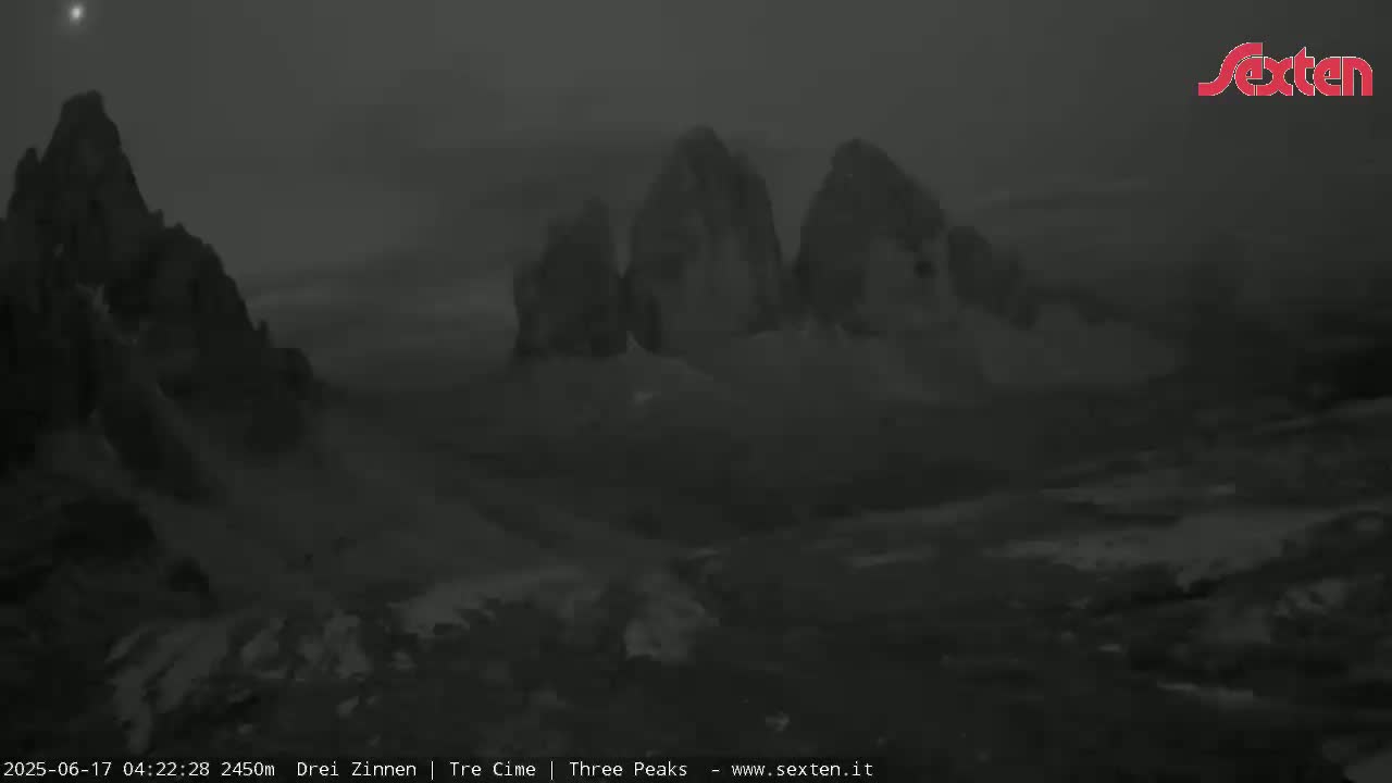 3 Zinnen Dolomites ,Tre Cime di Lavaredo (Three Peaks of Lavaredo) Live Cam - Belluno, Veneto, Italy
