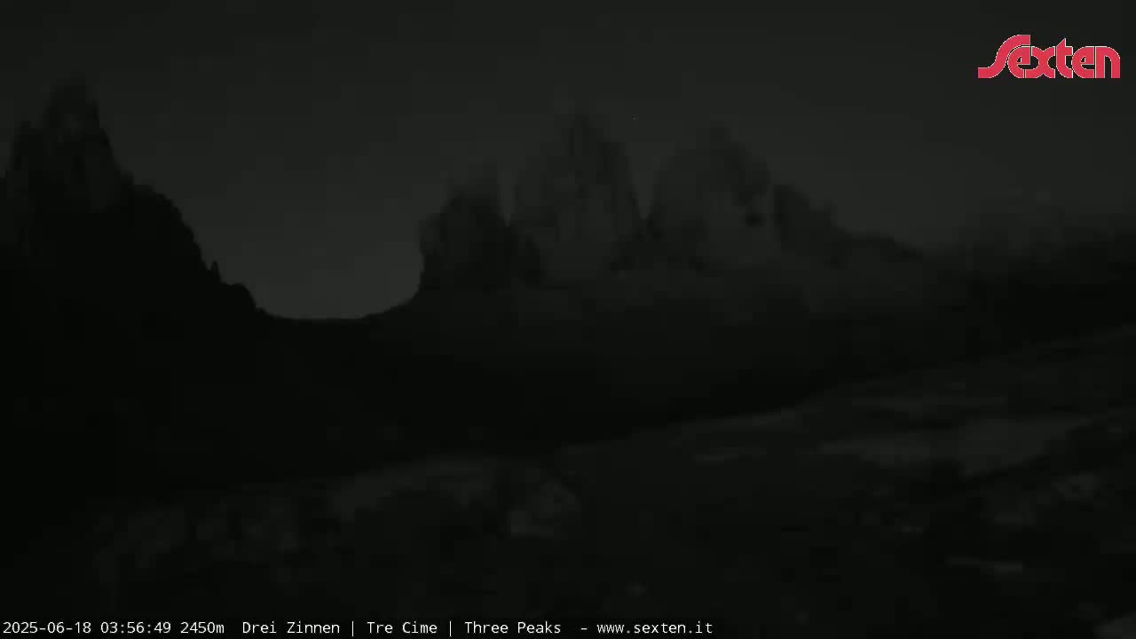 3 Zinnen Dolomites ,Tre Cime di Lavaredo (Three Peaks of Lavaredo) Live Cam - Belluno, Veneto, Italy