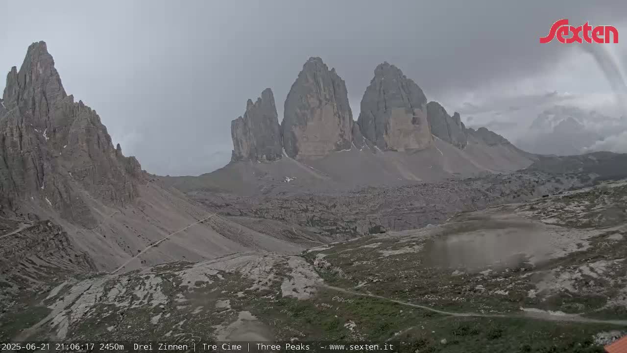3 Zinnen Dolomites ,Tre Cime di Lavaredo (Three Peaks of Lavaredo) Live Cam - Belluno, Veneto, Italy
