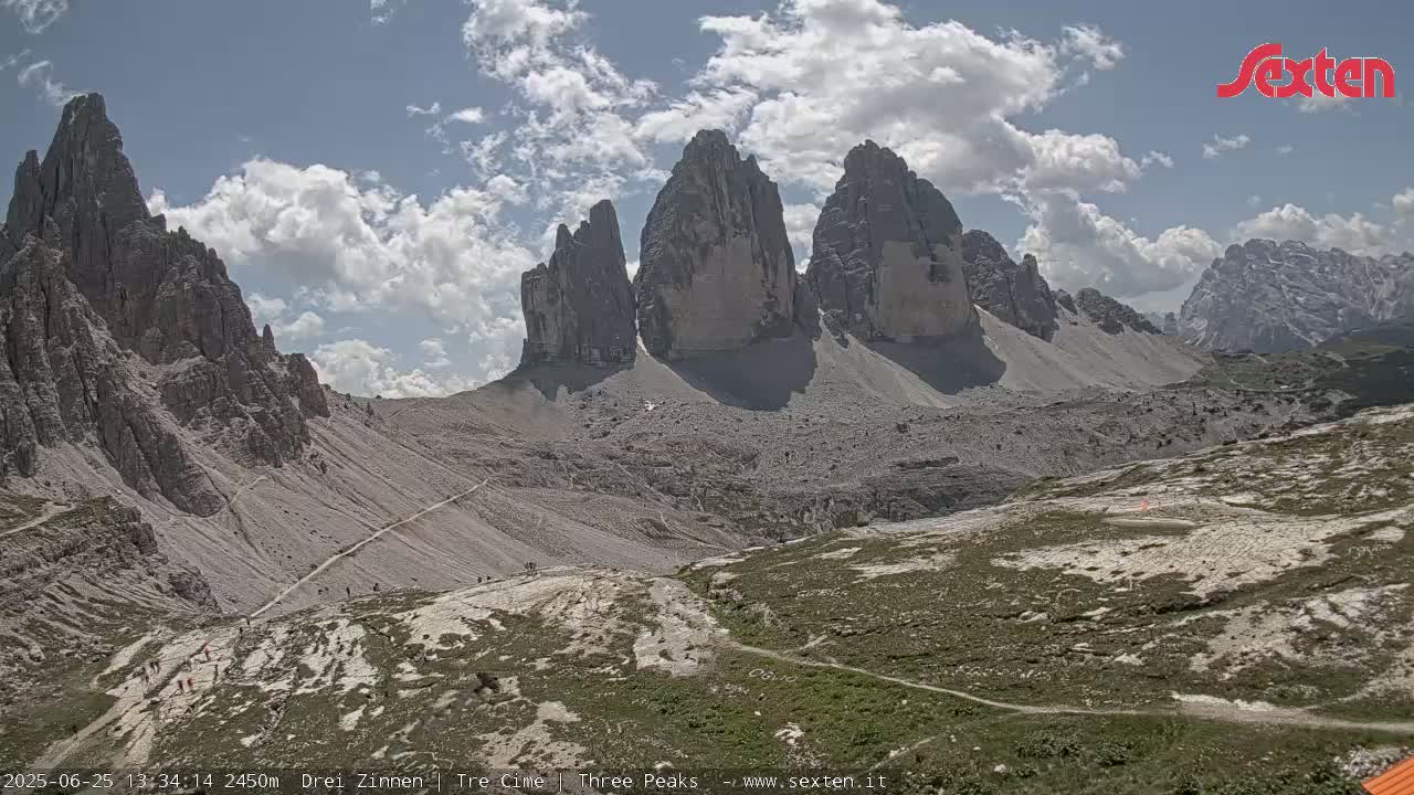 3 Zinnen Dolomites ,Tre Cime di Lavaredo (Three Peaks of Lavaredo) Live Cam - Belluno, Veneto, Italy