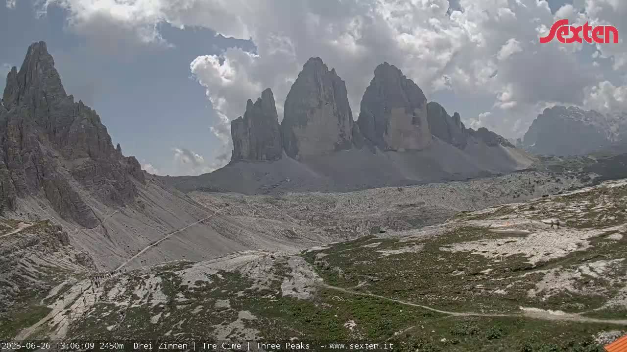 3 Zinnen Dolomites ,Tre Cime di Lavaredo (Three Peaks of Lavaredo) Live Cam - Belluno, Veneto, Italy