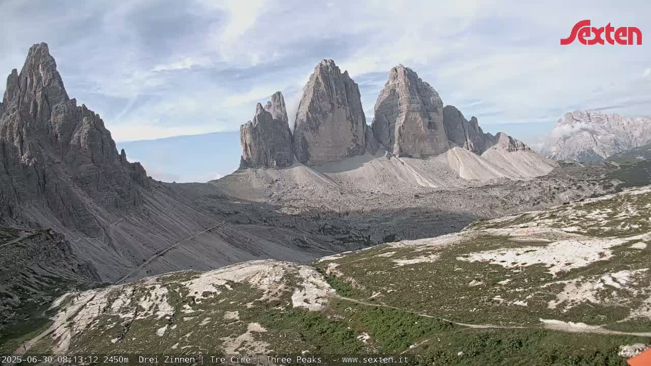 3 Zinnen Dolomites ,Tre Cime di Lavaredo (Three Peaks of Lavaredo) Live Cam - Belluno, Veneto, Italy