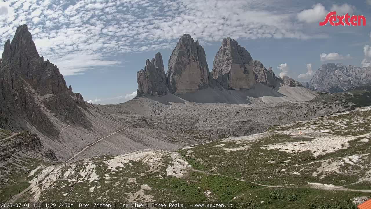 3 Zinnen Dolomites ,Tre Cime di Lavaredo (Three Peaks of Lavaredo) Live Cam - Belluno, Veneto, Italy