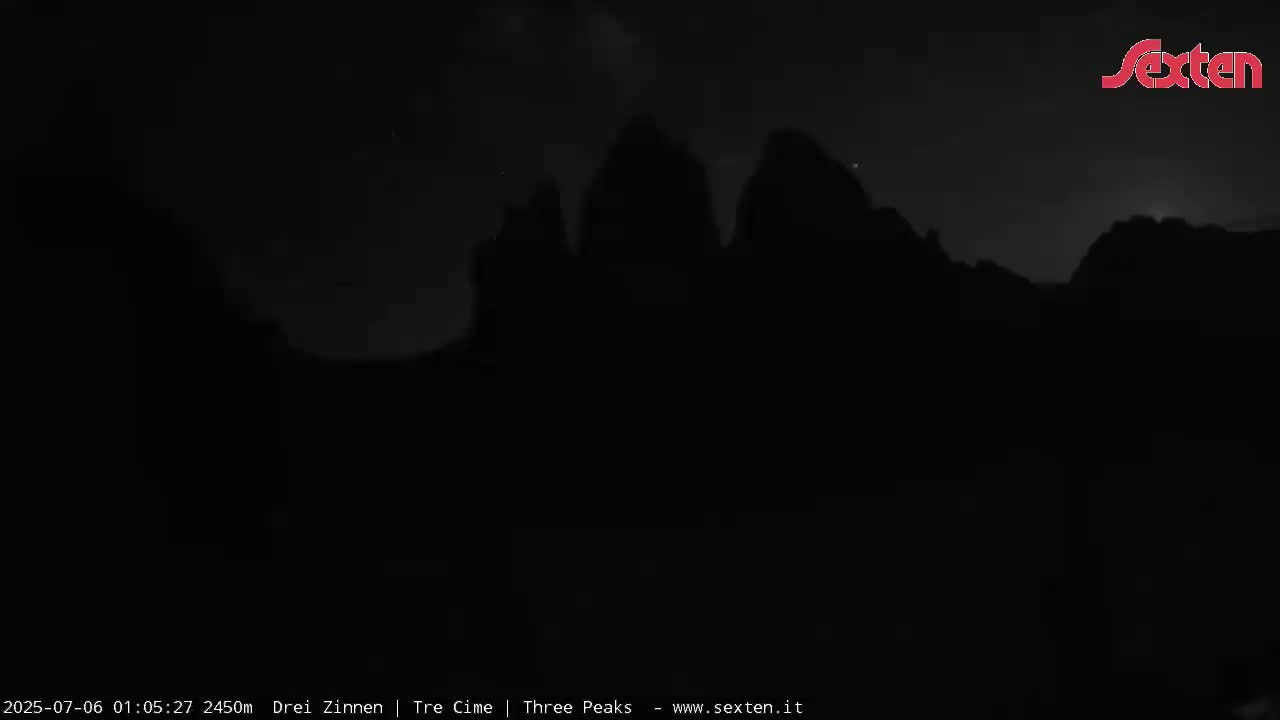 3 Zinnen Dolomites ,Tre Cime di Lavaredo (Three Peaks of Lavaredo) Live Cam - Belluno, Veneto, Italy