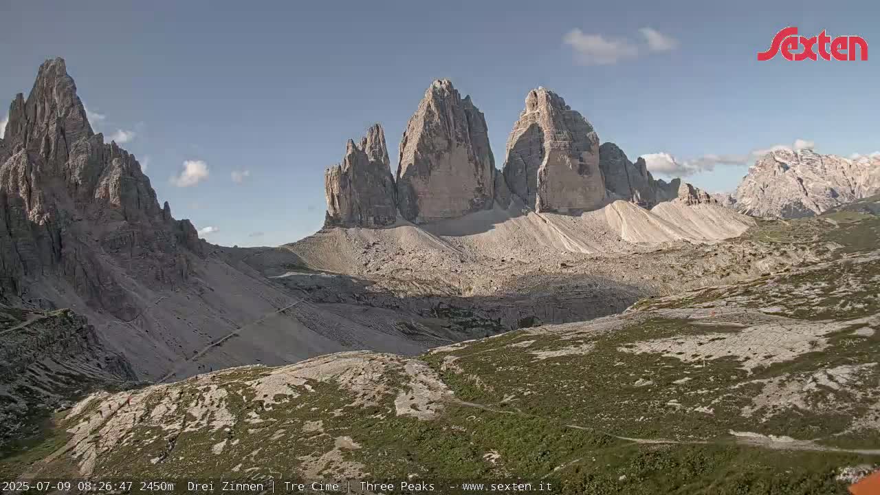 3 Zinnen Dolomites ,Tre Cime di Lavaredo (Three Peaks of Lavaredo) Live Cam - Belluno, Veneto, Italy