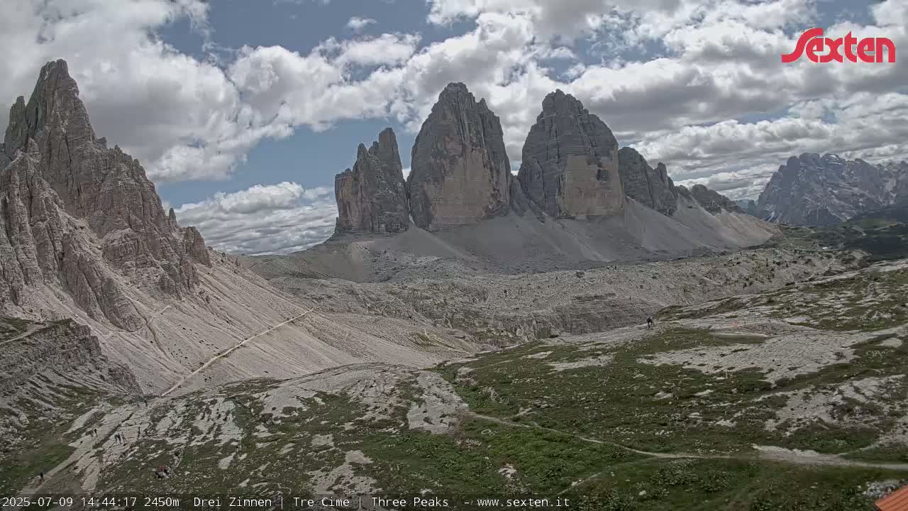 3 Zinnen Dolomites ,Tre Cime di Lavaredo (Three Peaks of Lavaredo) Live Cam - Belluno, Veneto, Italy