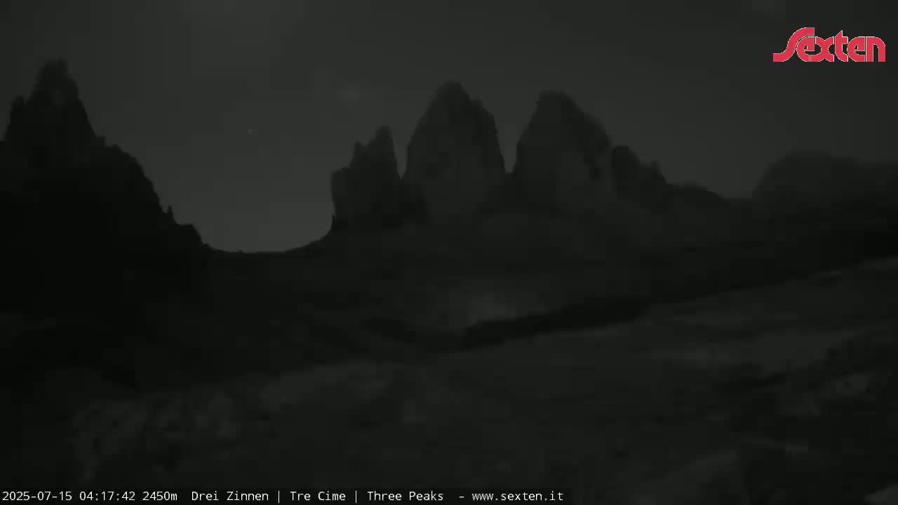3 Zinnen Dolomites ,Tre Cime di Lavaredo (Three Peaks of Lavaredo) Live Cam - Belluno, Veneto, Italy